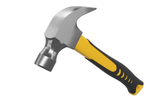 Black and yellow hammer with a rubberized handle isolated on white — Stock Photo, Image