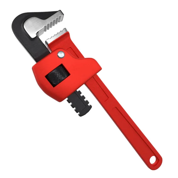 Adjustable Pipe Wrench Spanner Plumbing Tool Isolated White Clipping Path — Stock Photo, Image