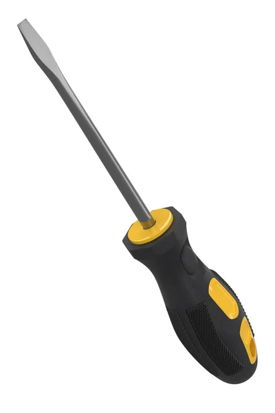 Black Yellow Screwdriver Isolated White Clipping Path Render Illustration Tool — Stock Photo, Image