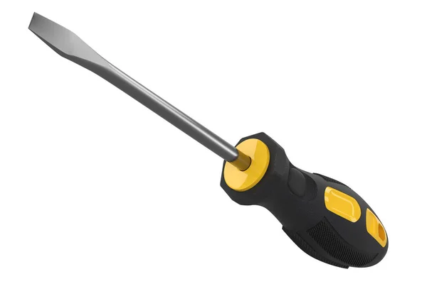 Black Yellow Screwdriver Isolated White Clipping Path Render Illustration Tool — Stock Photo, Image