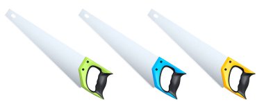 Ergonomik saplı el testereleri, kırpma yolu ile beyaz arkaplanda izole görüntülenmiş, Yapı aracı kavramı