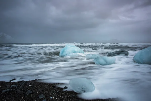 Крижані Валуни Морському Березі — стокове фото