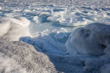 Buzlu donmuş bir manzaranın resmi. 