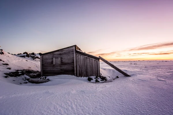 Winter Landscape Snow Covered Wooden House — Stock Photo, Image