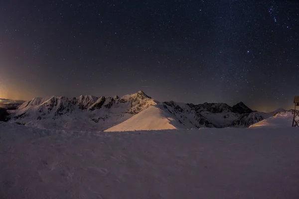 Starry Sky Snowy Mountains — Stock Photo, Image