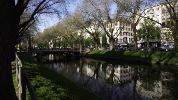 Konigsallee Canal, Dusseldorf — Αρχείο Βίντεο