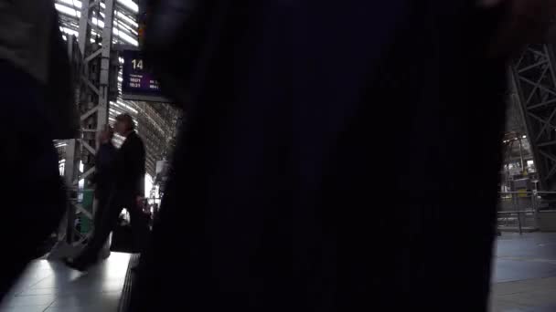 프랑크푸르트 중앙 기차역 하 우 프 트 반호프 내에서 출퇴근 하는 통근 열차 — 비디오