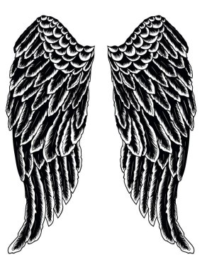 vektör çizim. kara melek kanatları siluet