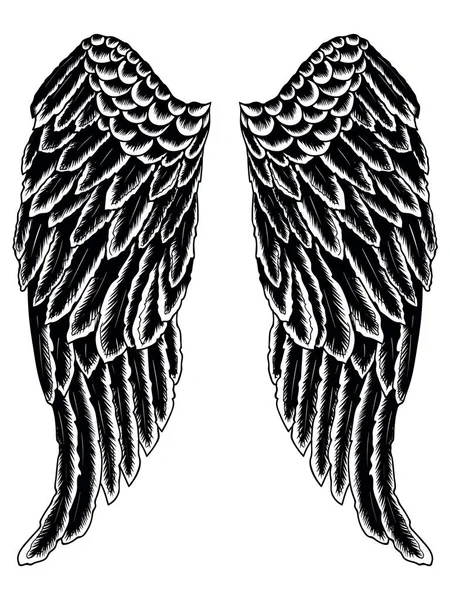 Vector Illustration Black Angel Wings Silhouette — Stock Vector