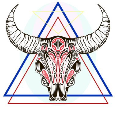 Vector illustration with a wild buffalo skulls. clipart