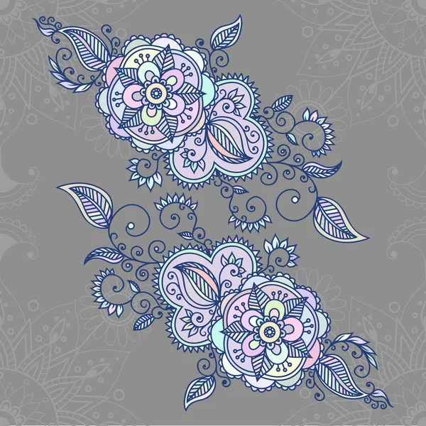 Bloemen in grijs patroon — Stockvector