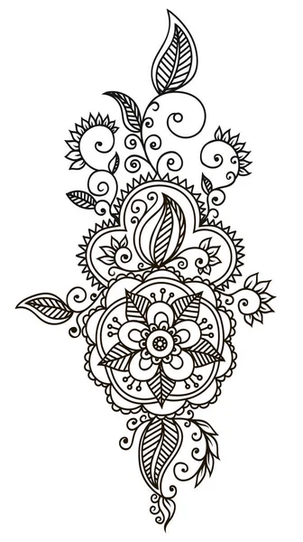 Kına çizimi ve dövme için Mehndi çiçek deseni — Stok Vektör