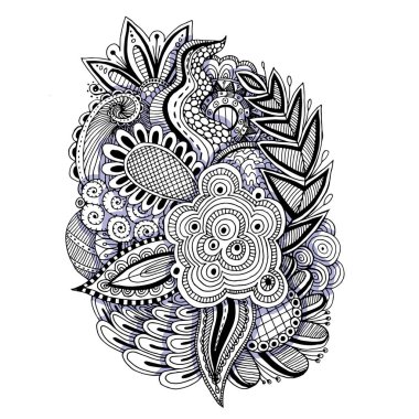 Hint mehndi tarzında soyut çiçek elementleri. Soyut kına çiçekli vektör çizimi.