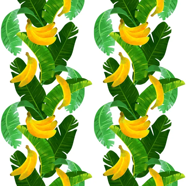 Τροπικό Μοτίβο Άνευ Ραφής Μπανάνα Φύλλα Εικονογράφηση Μόδας Εργοστάσιο Είναι — Φωτογραφία Αρχείου