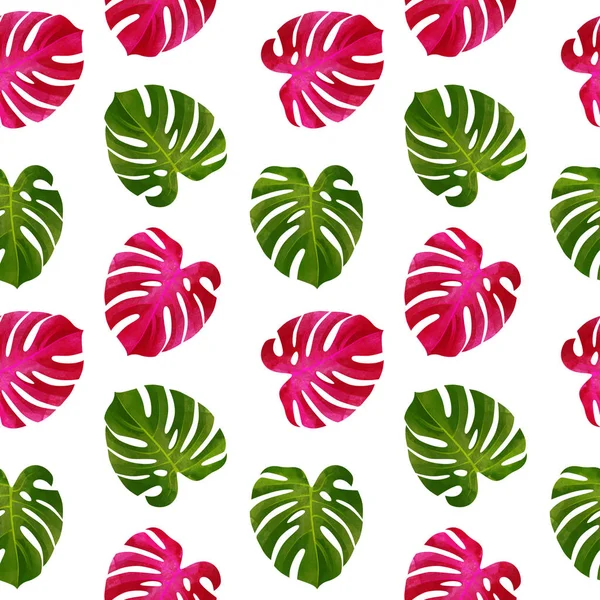 Tropical Seamless Pattern Monstera Leaves Fashionable Background — Stock Photo, Image