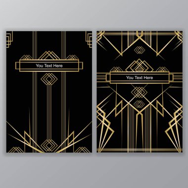 Art Deco A4frames ayarla, vintage parti için set retro desen vektör