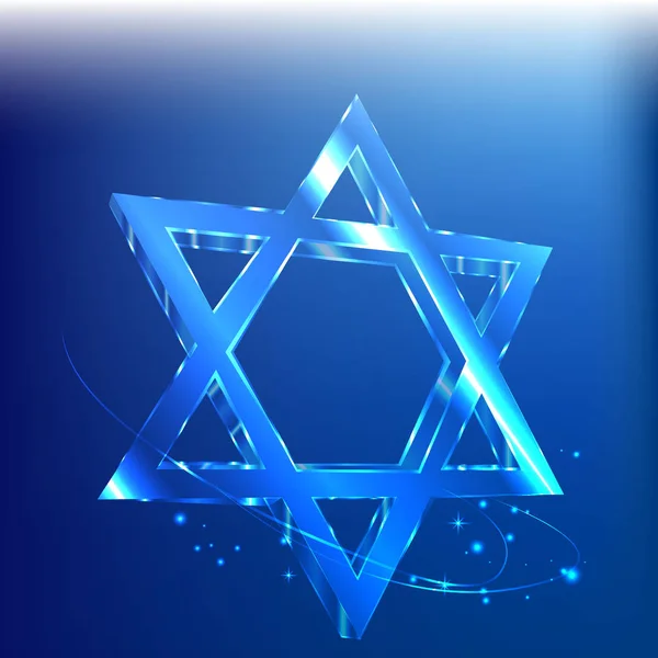 Grote Ster Van David Glas Tamplate Judaica Symbool Met Verlichting — Stockvector