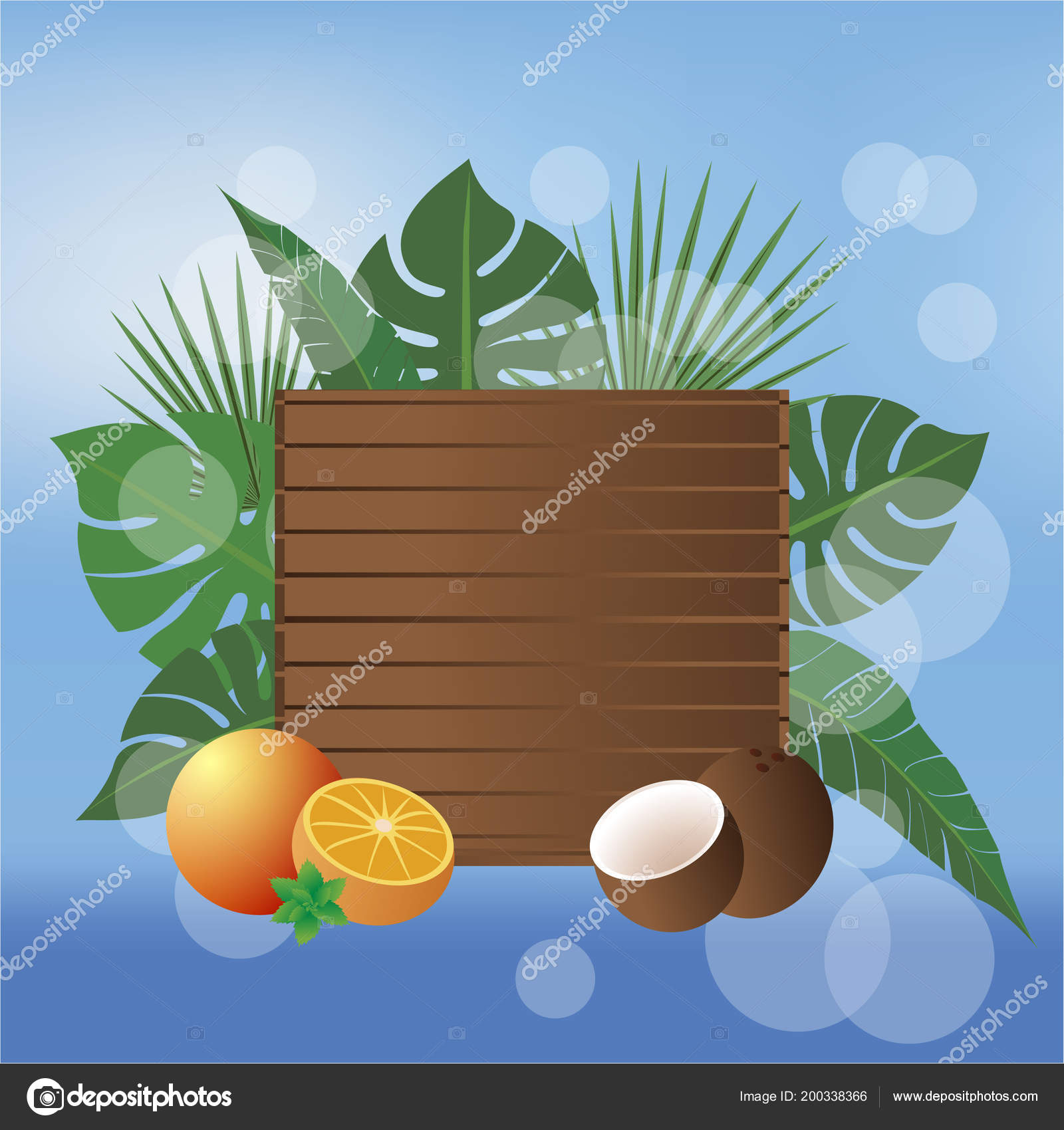 Summer Banner Beach Style Vector Illustration Wood Desk Tropic