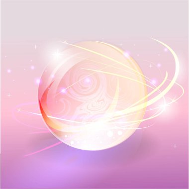 Sihirli pembe mor balonu ile hareket ışık parlayan, sevimli peri küre yıldız 