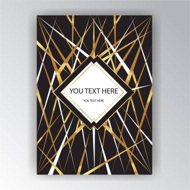 Yaratıcı siyah, altın, beyaz arka plan, 3d geometrik desen, web ve baskı için zarif arka plan.  