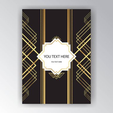 Baskı ve web art deco için modern altın siyah sayfa arka plan / sanat novo sayfa şablonu. Çizgi sanatı geometrik zarif deseni.