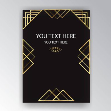Geometrik sayfa şablonu web ve baskı, altın siyah yaratıcı tasarım, konsept, metal çerçeve .