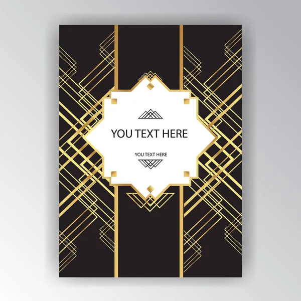 Modern altın siyah sayfa baskı ve web art deco, sanat novo sayfa şablonu için arka plan. Çizgi sanatı geometrik zarif deseni.