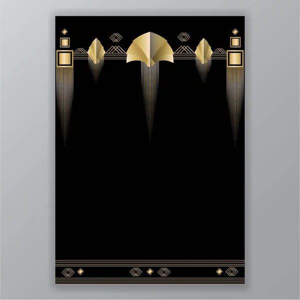 Elegant Art Deco Paginaontwerp Menu Decoratie Voor Print Web Gouden — Stockvector