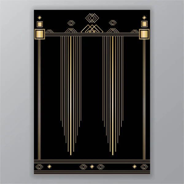 Elegant Art Deco Paginaontwerp Menu Decoratie Voor Print Web Gouden — Stockvector