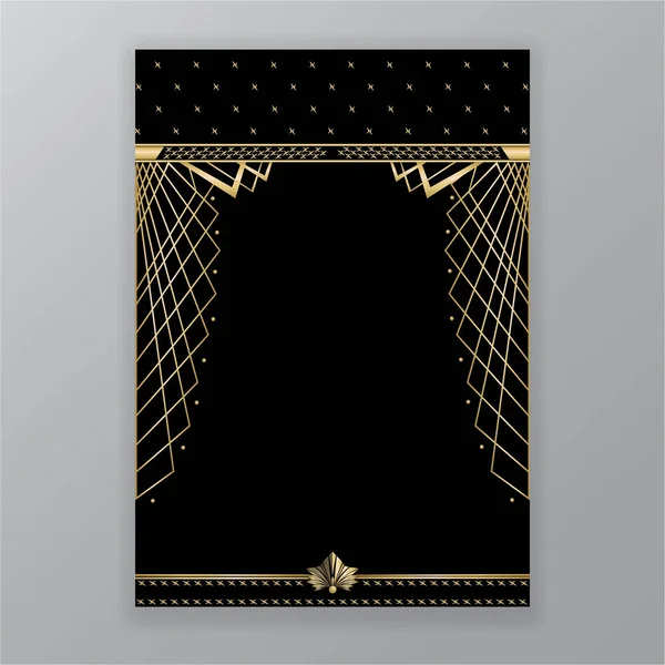 Elegant Art Deco Page Design Menu Decoration Print Web Золотой — стоковый вектор