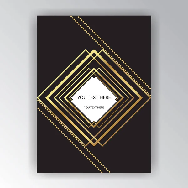 Kreative Seitenvorlage Elegantes Konzept Goldschwarze Metallic Dekoration Gepunktete Linie Hochzeitseinladungskarte — Stockvektor