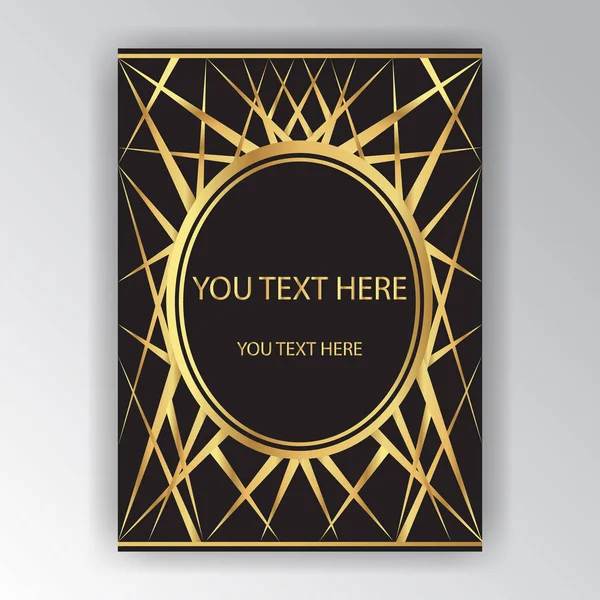 Art deco sayfa şablonu, Altın Siyah geometrik desen, retro doku. Baskı ve web tasarım, vektör poster. 