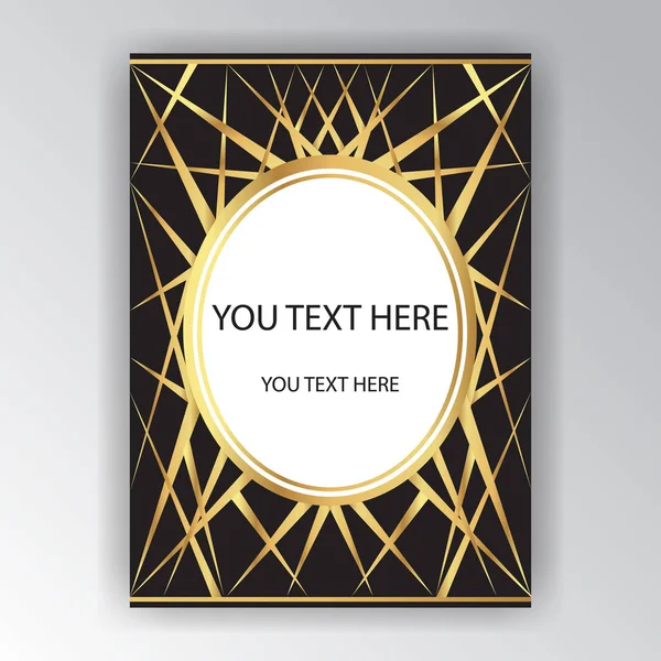 Art deco sayfa şablonu, Altın Siyah geometrik desen, retro doku. Baskı ve web tasarım, vektör poster. 