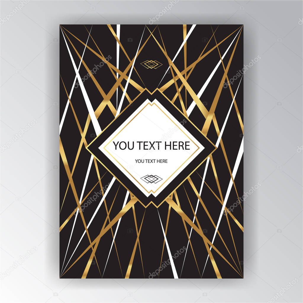 Creative black , golden, white background, 3d geometric pattern, elegant background, for web and print.  