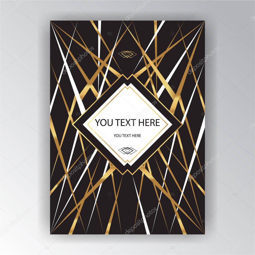 Creative black , golden, white background, 3d geometric pattern, elegant background, for web and print.