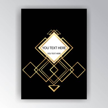 Art Deco şablon altın-siyah, A4 sayfa, menü, kart, davetiye, Güneş ve şehir ışıkları, Artdeco/sanat Nuvo tarzda güzel bakcground .