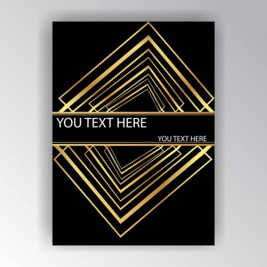 Art Deco şablon altın-siyah, A4 sayfa, menü, kart, davetiye, Güneş ve şehir ışıkları, Artdeco/sanat Nuvo tarzda güzel bakcground .