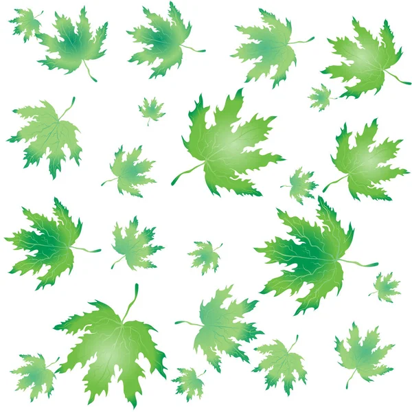 Осенние Листья Зеленый Узор Падающие Листья Печати Веб Дизайн — стоковый вектор