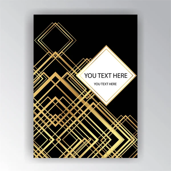 Art Deco şablon altın-siyah, A4 sayfa, menü, kart, davetiye, Güneş ve şehir ışıkları, Artdeco/sanat Nuvo tarzda güzel bakcground .