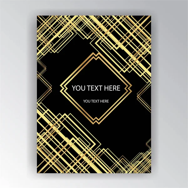 Art Deco şablon altın-siyah, A4 sayfa, menü, kart, davetiye, Güneş ve şehir ışıkları, Artdeco/sanat Nuvo tarzda güzel bakcground .