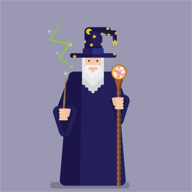 Piksel bilge mage değnek ve personel ile. Cool