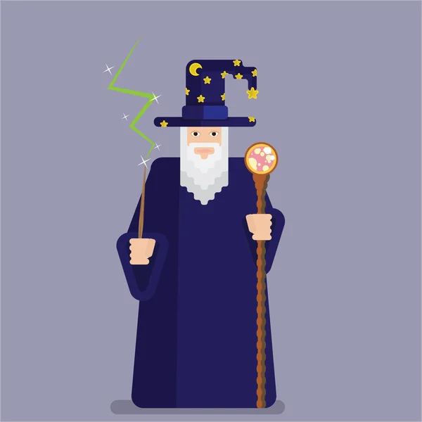 Pixel Wise Mage Wand Staff Cool — Stock Vector