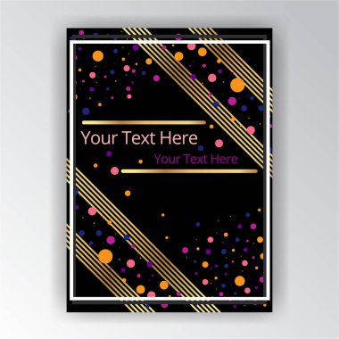 Kapak altın siyah sayfası şablonu weba ve yazdırma noktalar ve çizgiler art deco geometrik tasarım web sayfası için fütüristik ve yazdırma için menü dekorasyon ve kitap yaratıcı kavramı 