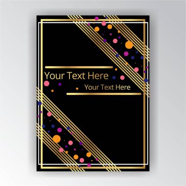 Kapak altın siyah sayfası şablonu weba ve yazdırma noktalar ve çizgiler art deco geometrik tasarım web sayfası için fütüristik ve yazdırma için menü dekorasyon ve kitap yaratıcı kavramı 