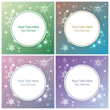 Arka planlar kar taneleri ve sihirli ışıklar, yeni yıl satış broşür ve şablon ile birçok renkte parlayan Noel yaratıcı kümesi 