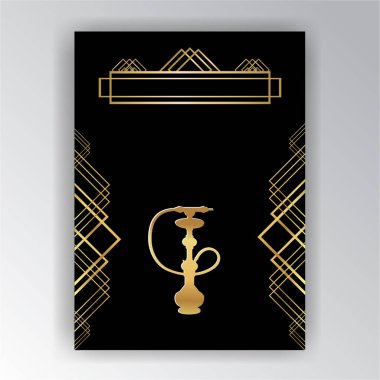 Altın siluet nargile vektör halat üzerinde siyah Art Deco / sanat Nuvo arka plan, zarif retro backgroud, yaratıcı logo. Web ve baskı için