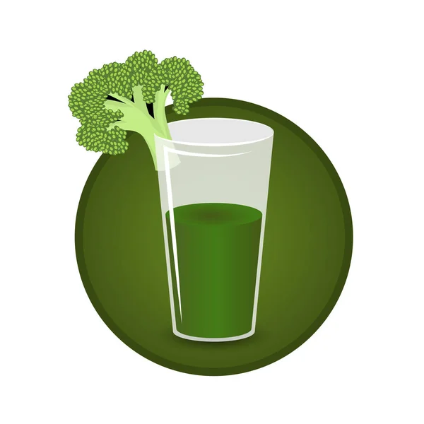 Glass Broccoli Juice Fresh Healthy Vegeterian Diet Print Web Decoration — Stock Vector