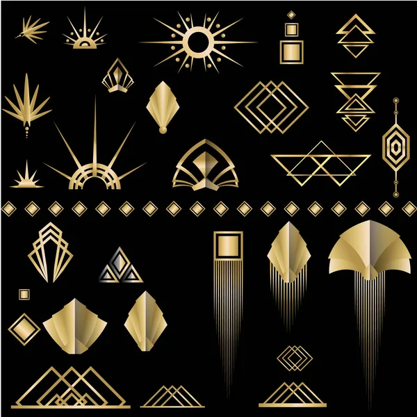 Diy Elementen Gouden Zwart Voor Print Web Illustratie Geometrische Luxe — Stockvector