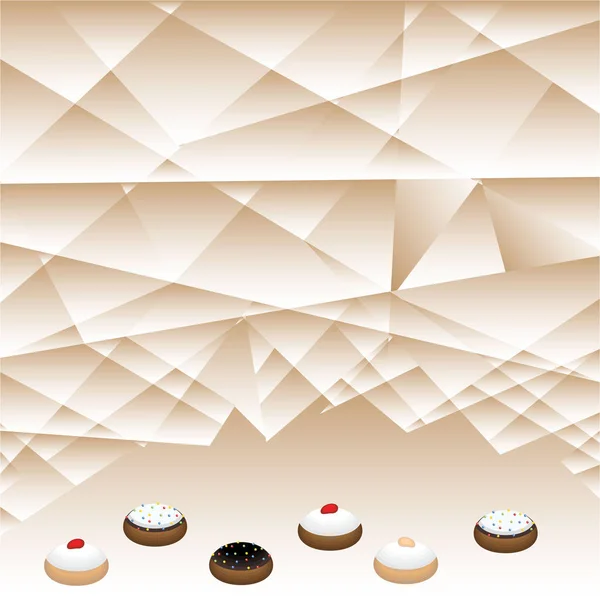 可爱的平面卡通页模板与许多煤丝 甜甜圈美味的甜果冻甜甜圈哈努卡符号覆盆子果冻 巧克力 白巧克力 Dolce Leche — 图库矢量图片