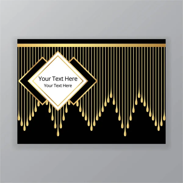 Art Deco Modelo Dourado Preto Página Menu Cartão Convite Sol — Vetor de Stock